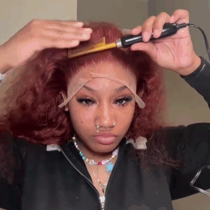 200% Density Reddish Brown Water Wave Lace Front Wig