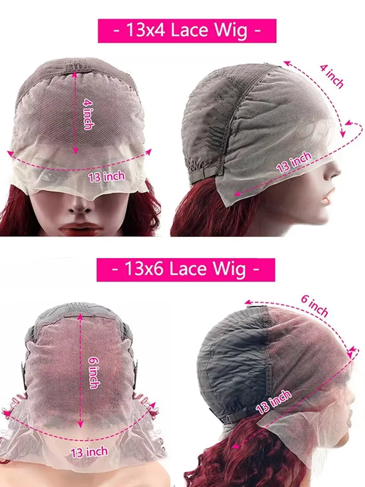 180% Density Body Wave Wig Burgundy 99J Lace Front Wig