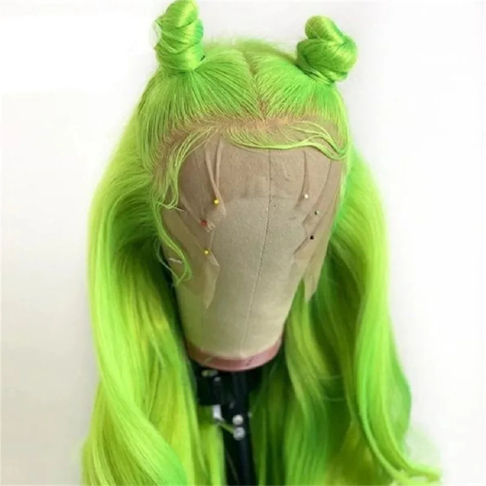 Lime Green Straight Glueless Human Hair Lace Wig