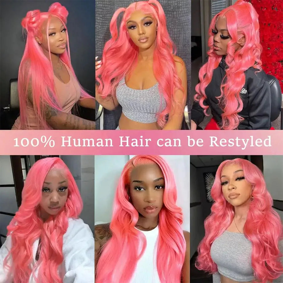 Light Pink Body Wave 13x4 HD Lace Front Wig, Pre Plucked