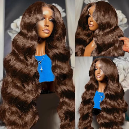 Chocolate Brown Body Wave Lace Front Human Hair Wig