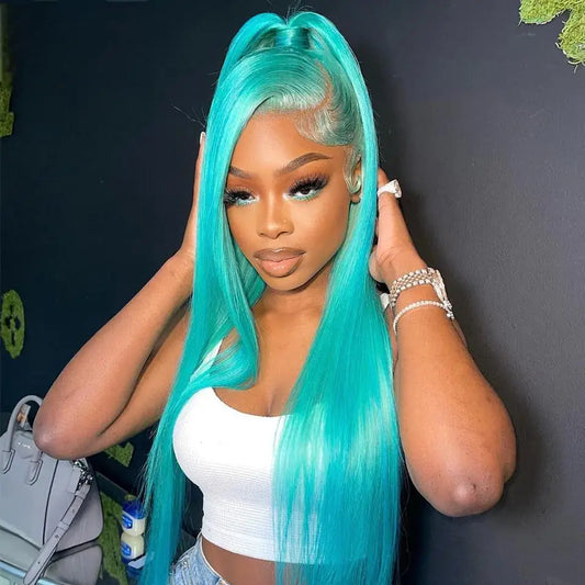 13x4 Remy Lace Front Wig - Light Blue