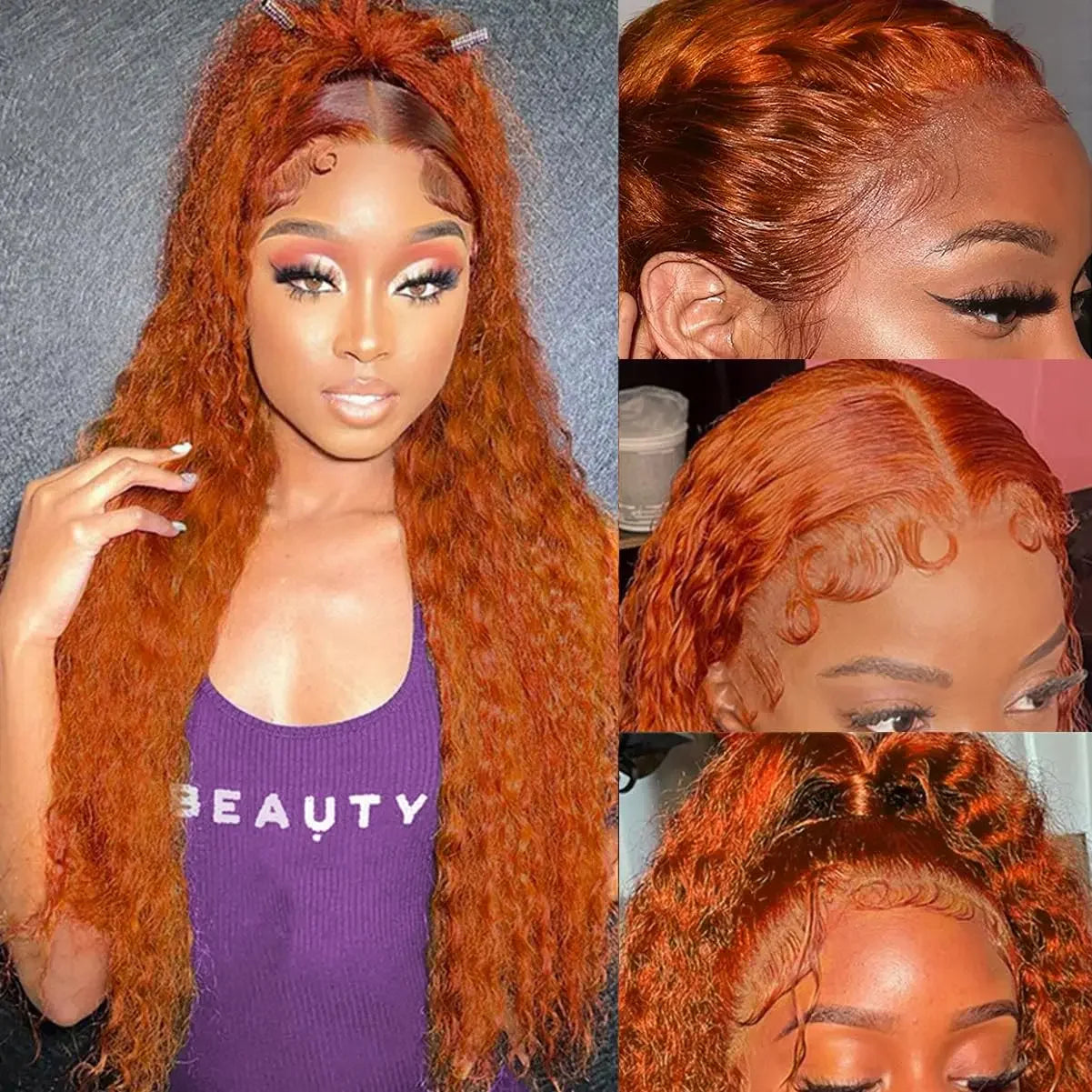 Ginger Deep Wave Lace Front Wig Pre Plucked