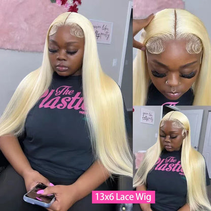 200% Density 613 Honey Blonde Straight Lace Frontal Wig