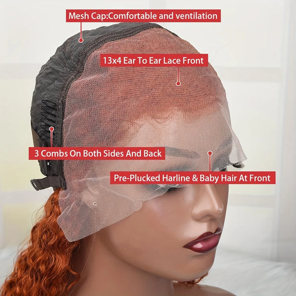 13x4 Red Bob Lace Front Wig 150% Density Straight HD Transparent Lace