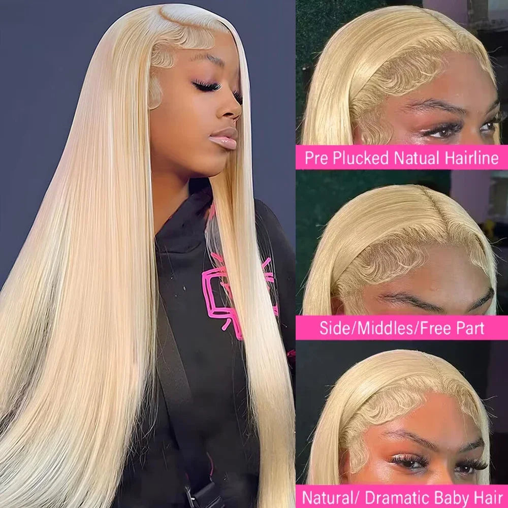 200% Density 613 Honey Blonde Straight Lace Frontal Wig