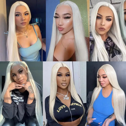 Platinum Blonde Lace Front Wig 200% Density