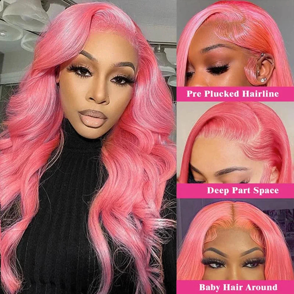 Light Pink Body Wave 13x4 HD Lace Front Wig, Pre Plucked