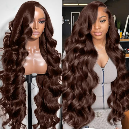 Chocolate Brown Body Wave Lace Front Human Hair Wig