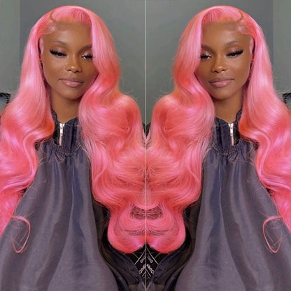 Light Pink Body Wave 13x4 HD Lace Front Wig, Pre Plucked