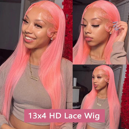 Bone Straight Lace Front Wig, Pre Plucked - Light Pink