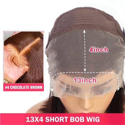 13x4 Frontal Bob Wig Chocolate Brown 180% Density